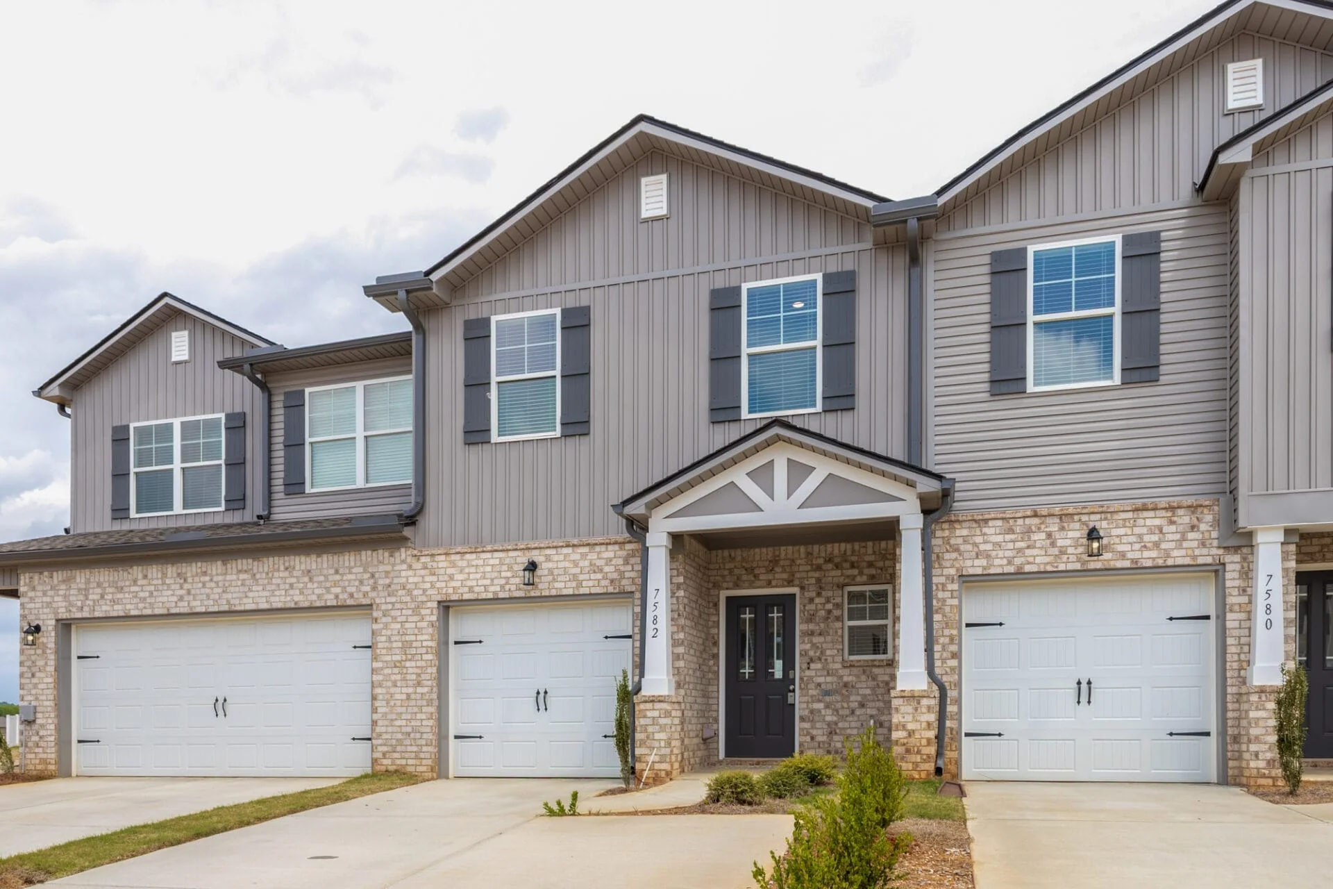 Finished townhomes at Discovery Pointe