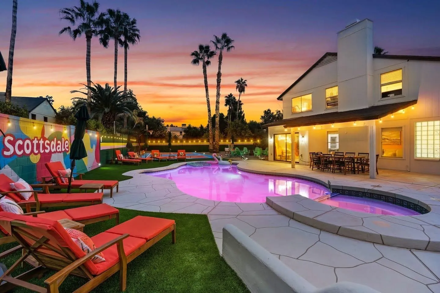 Arabella Short-Term Rental portfolio: Scottsdale rental pool at dusk