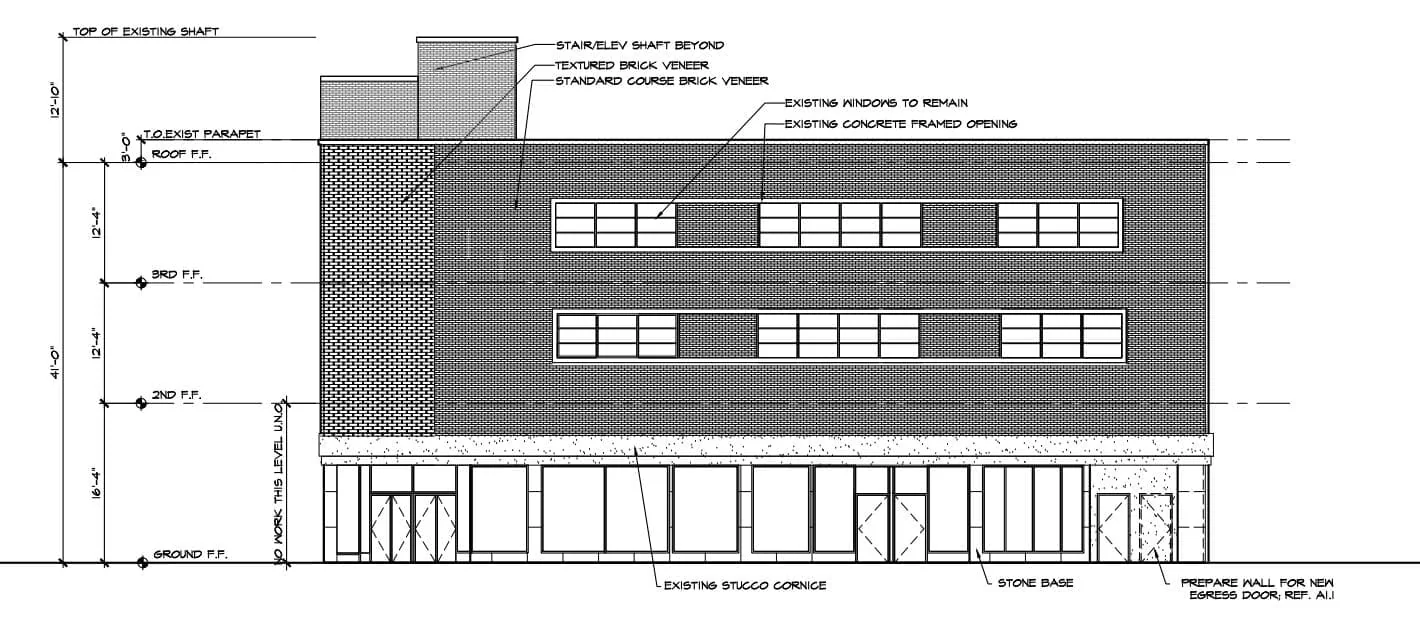 Building elevation drawing for Broughton Street boutique hotel