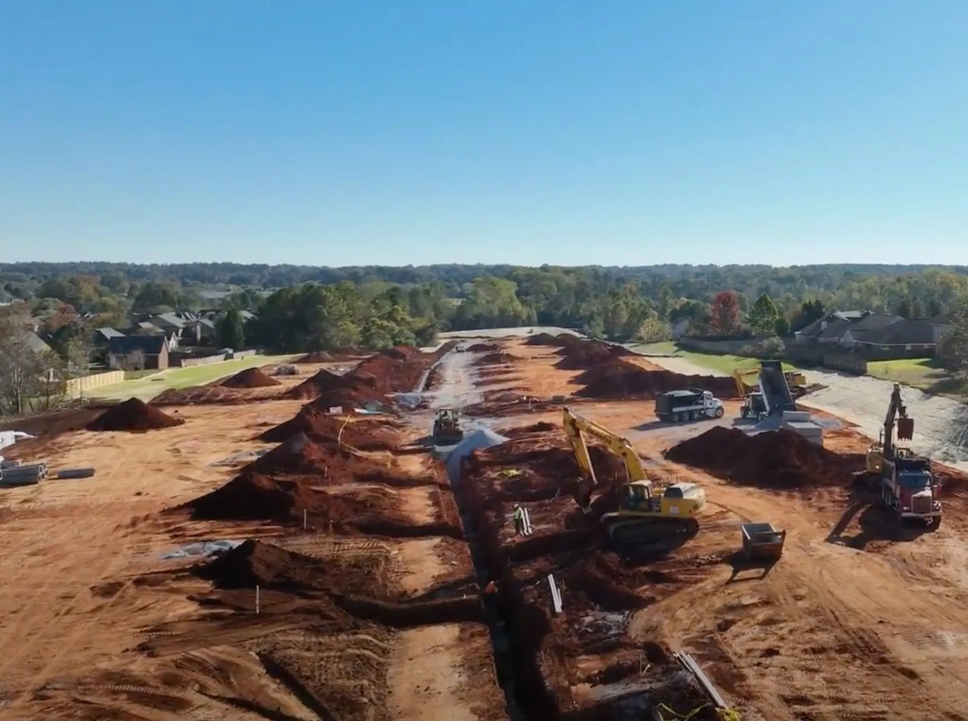 Creekside Commons: aerial of site work