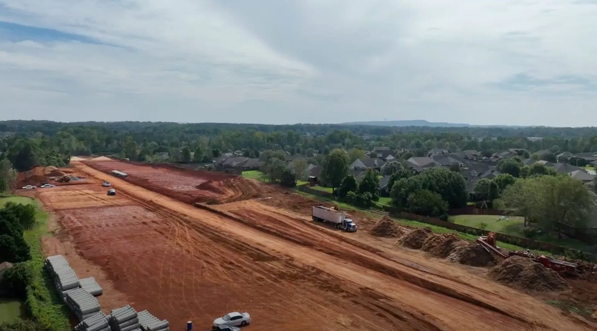 Creekside Commons: aerial of site work