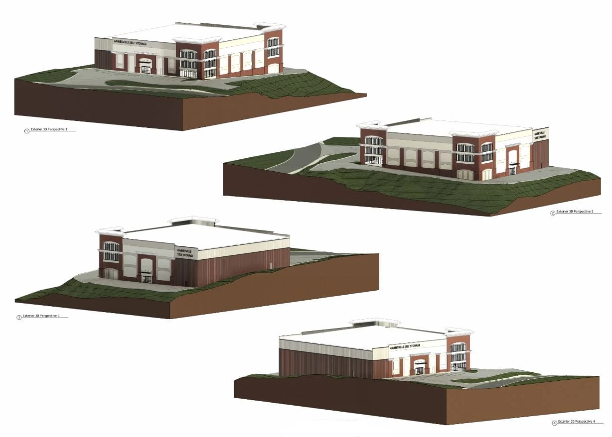 Rendering of Gainesville Self-Storage building elevations